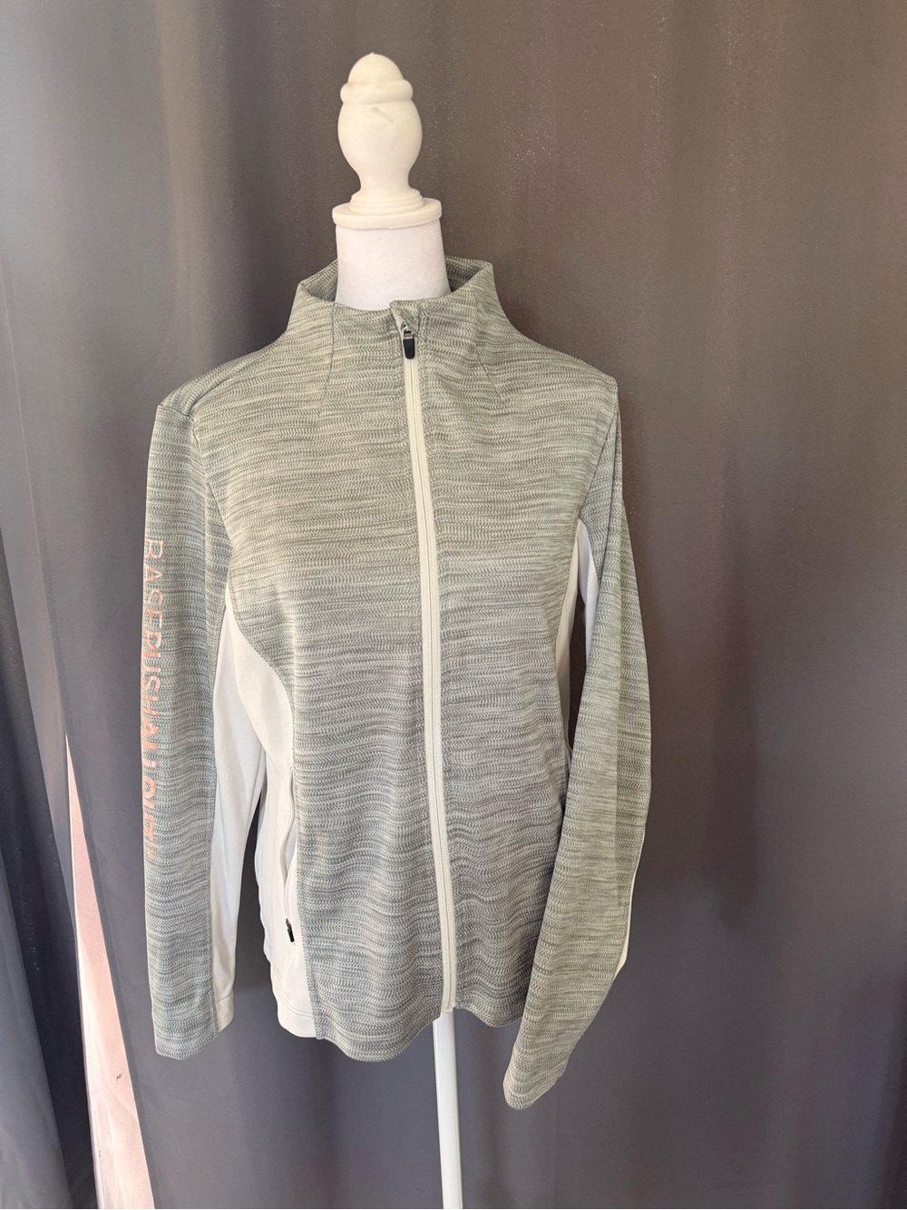 Orangetheory Heathered Gray Full‑Zip Utility Jacket with White Panels